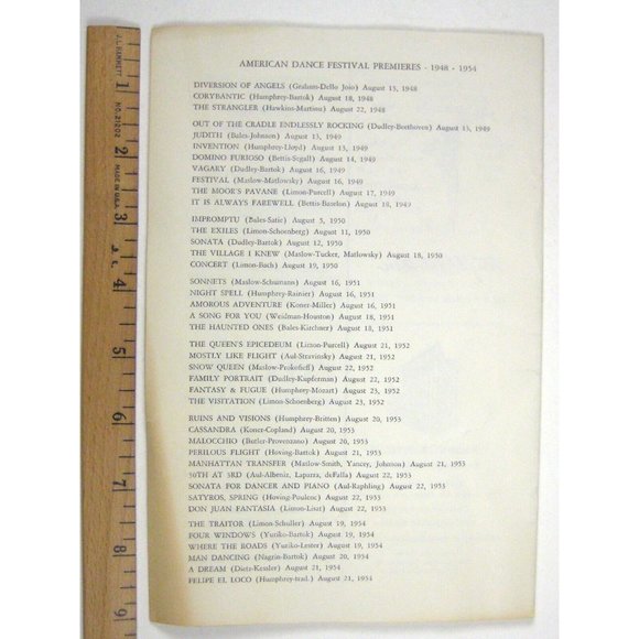 Eighth American Dance Festival Program 1955 José Limon Pauline Koner Pearl Lang - Picture 6 of 6